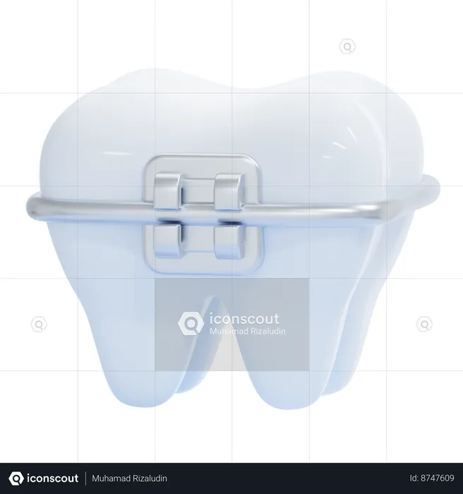 Tooth With Braces  3D Icon