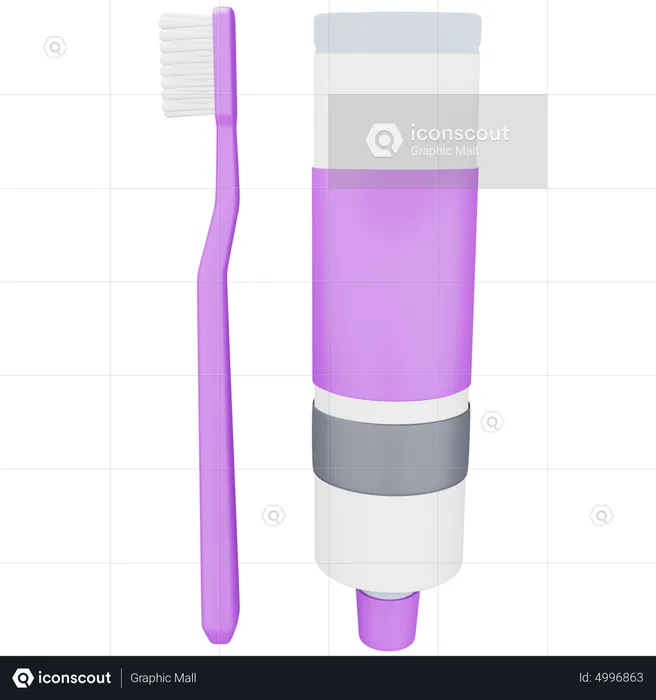 Toothpaste and Brush  3D Icon