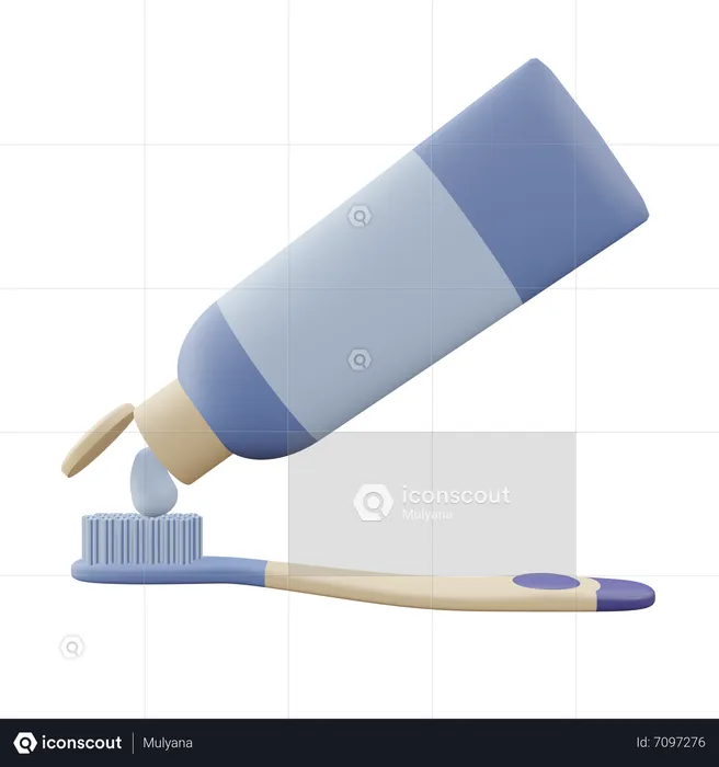 Toothpaste And Brush  3D Icon