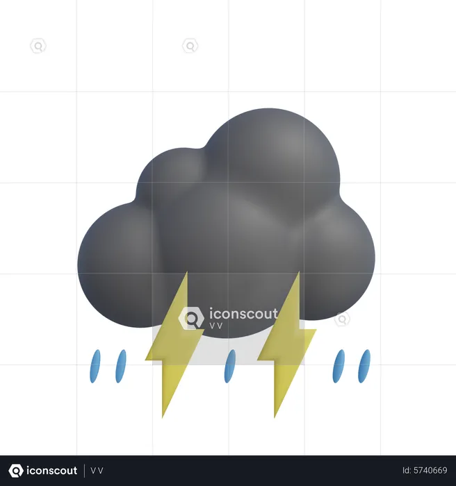 Tormenta de lluvia  3D Icon