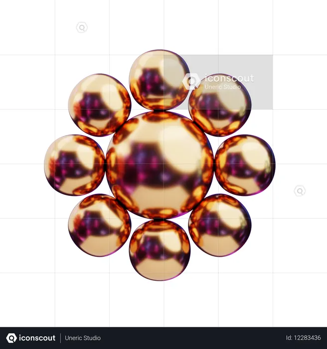 Torre de ladrillos dorados abstracta cromática  3D Icon