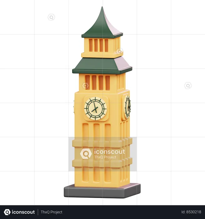 Torre del reloj big ben  3D Icon