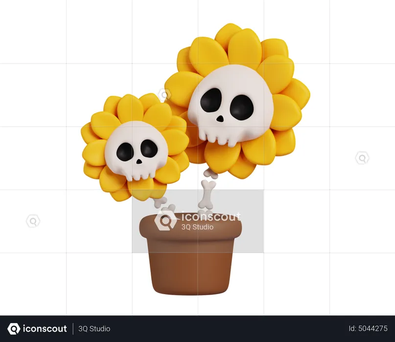 Totenkopf Blume  3D Icon