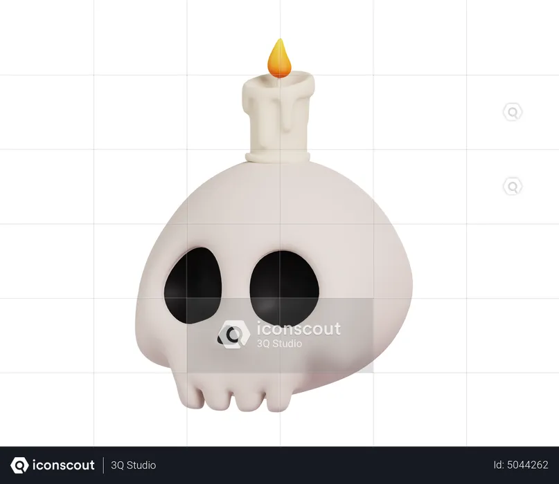 Totenkopf mit Kerze  3D Icon