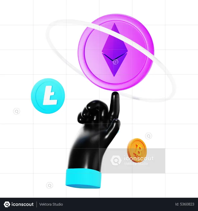 Touch Cryptocurrency  3D Icon