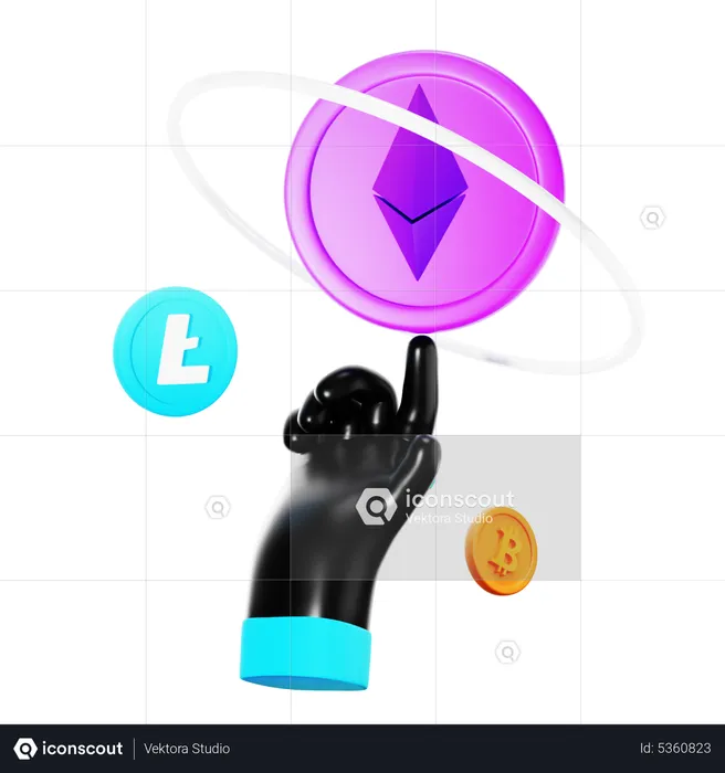 Touch Cryptocurrency  3D Icon