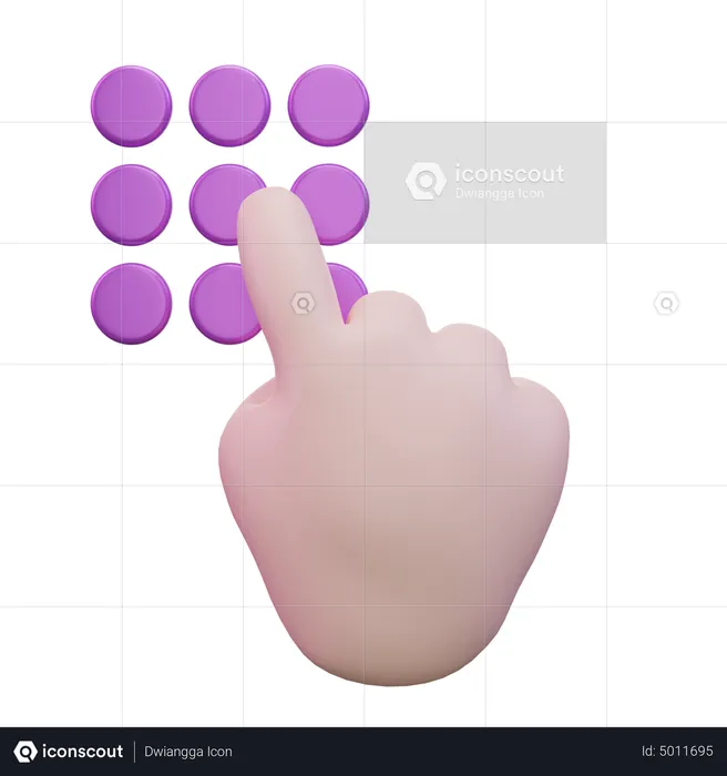 Touch Keypad Hand Gesture  3D Icon