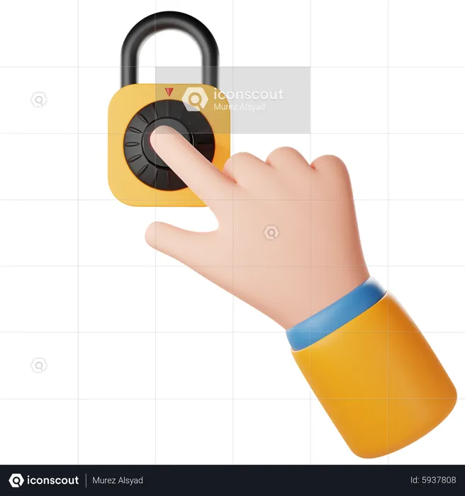 Touch Lock Hand Gesture  3D Icon