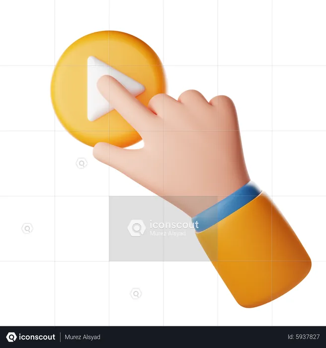 Touch Play Button Hand Gesture  3D Icon