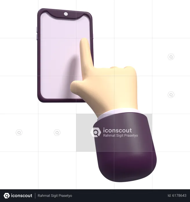 Touch Smartphone Hand  3D Icon