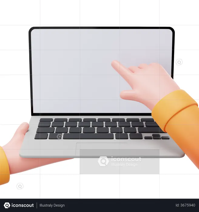 Touchscreen laptop  3D Illustration