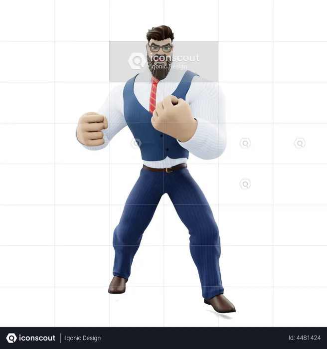 Tough Businessman  3D Illustration