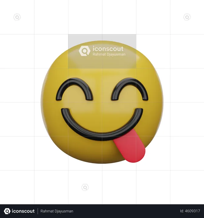 Tounge Out Smiley Emoji 3D Illustration
