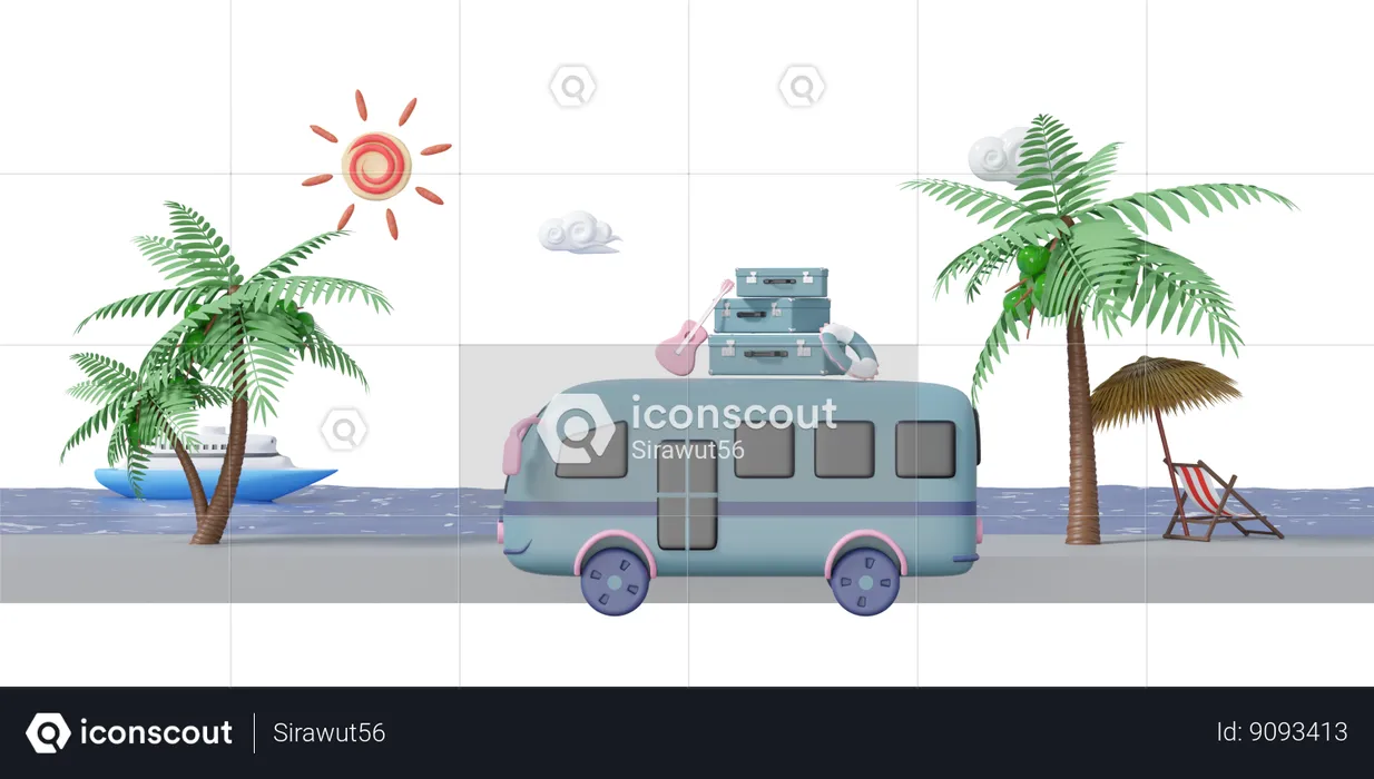 Tourist Bus  3D Icon