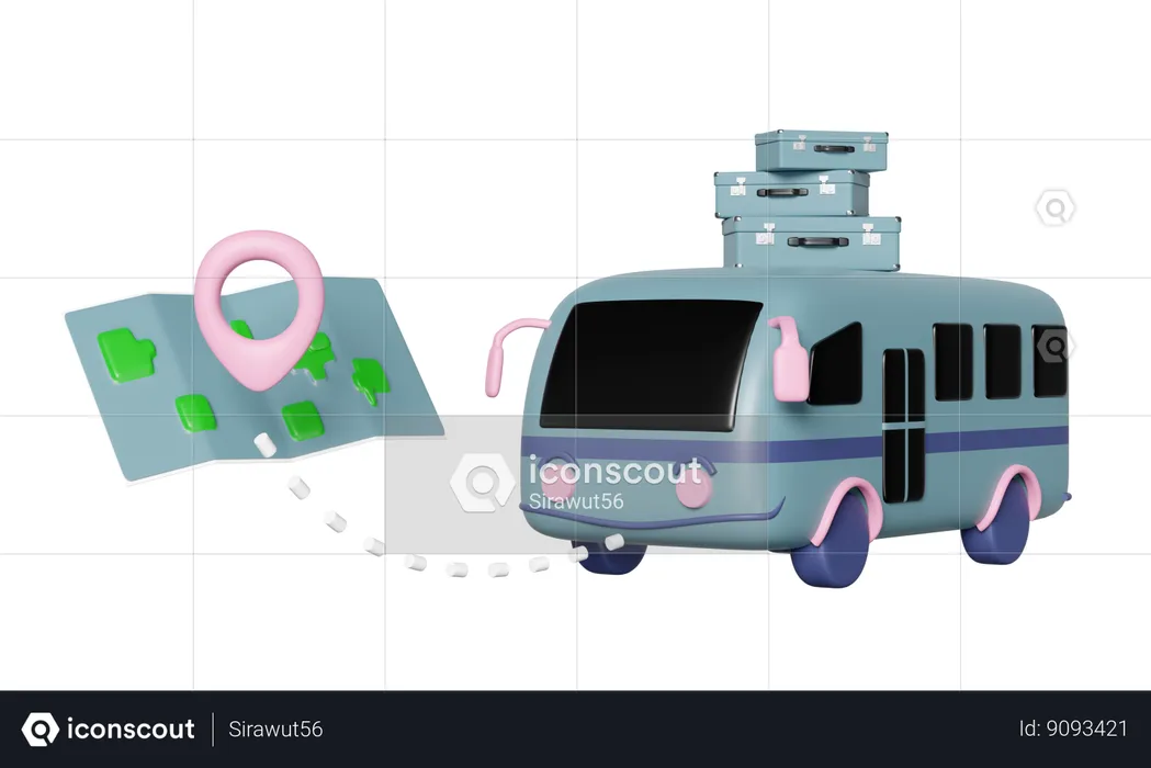 Tourist Bus Location  3D Icon