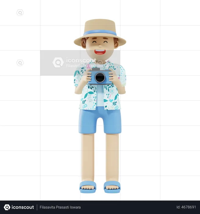 Tourist Clicking Picture  3D Illustration