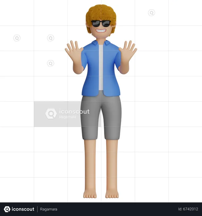 Tourist Saying Hello  3D Illustration