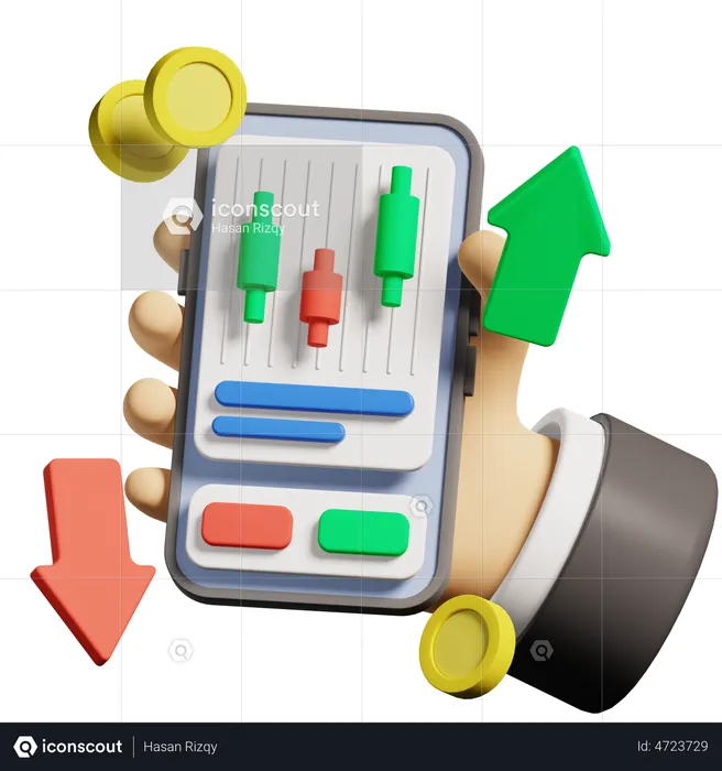 Trading and Invest app  3D Illustration