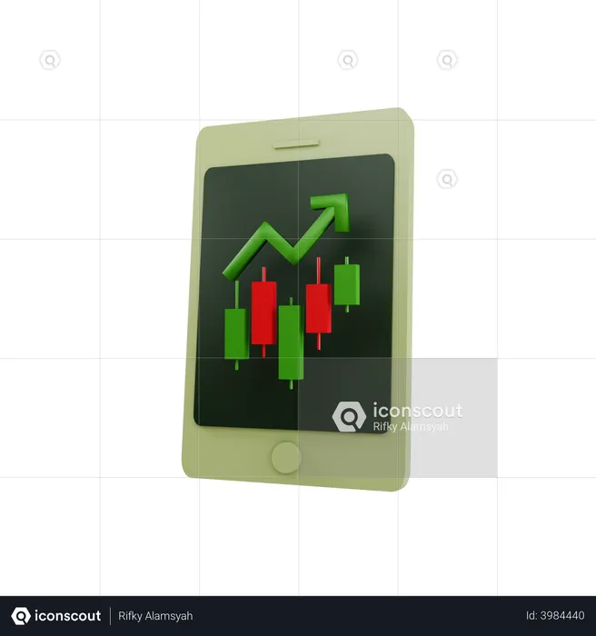 Trading-App auf dem Gerät  3D Illustration