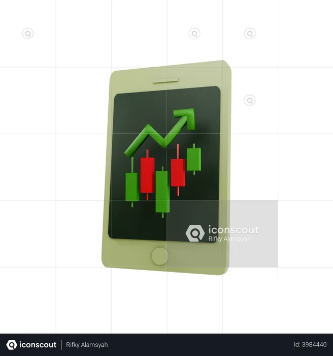 Trading App on device  3D Illustration