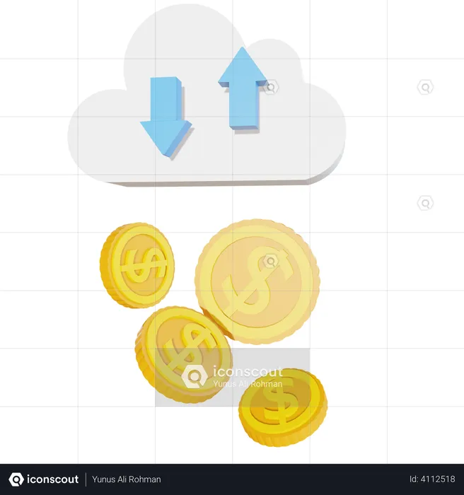 Trading d'argent en ligne  3D Illustration