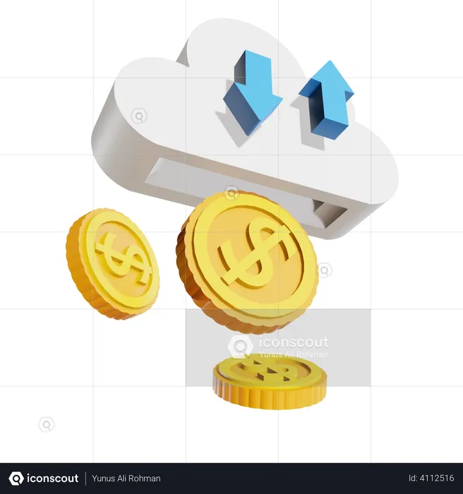 Trading d'argent dans le cloud  3D Illustration