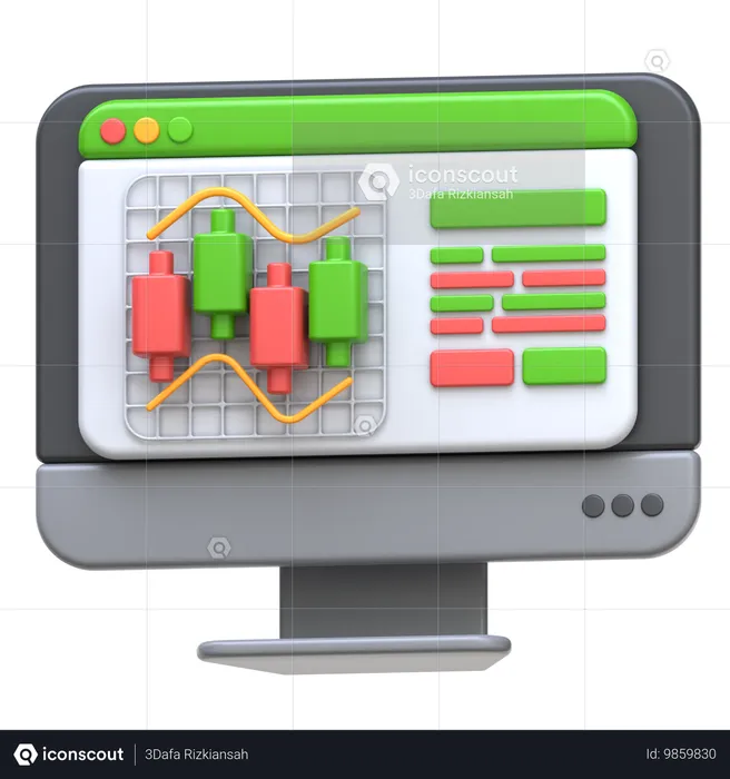 Trading Online Course  3D Icon