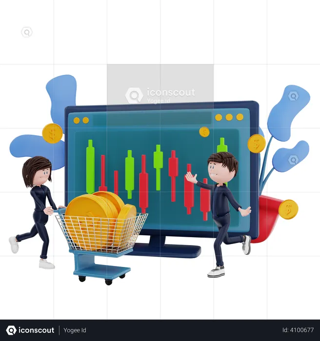 Trading using technical analysis  3D Illustration