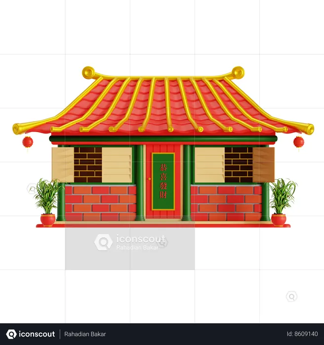 Traditional Building Chinese  3D Icon