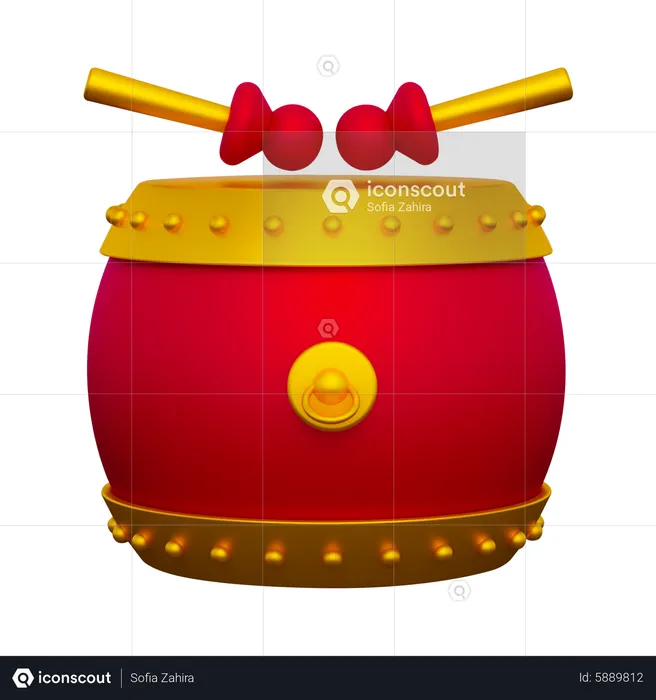 Traditional Percussion Drum  3D Icon