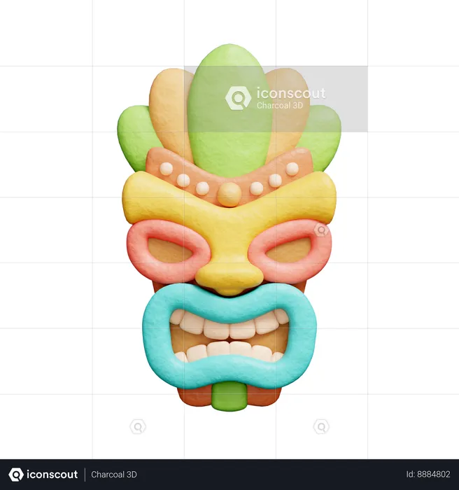 Traditional tiki mask  3D Icon