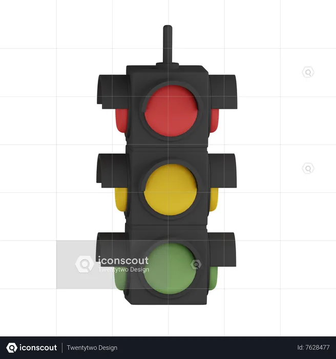 Traffic Light Flag 3D Icon