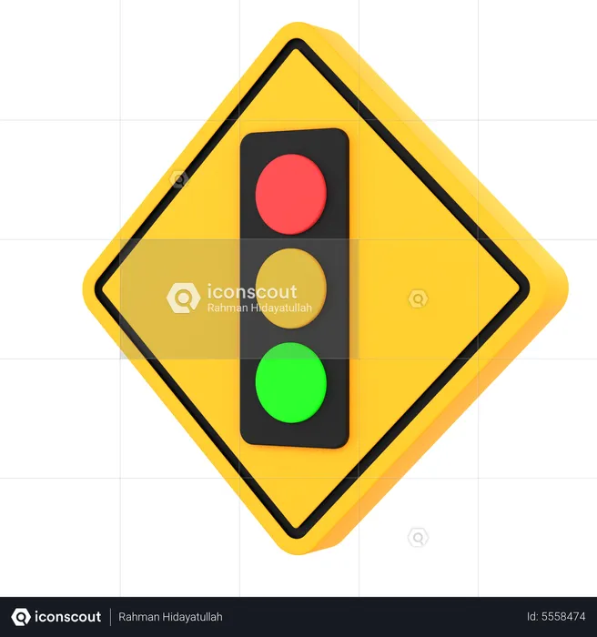 Traffic lights ahead sign  3D Icon