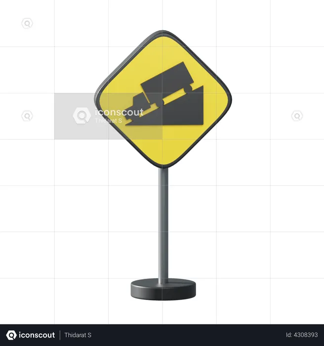 Traffic Sign Hill  3D Illustration