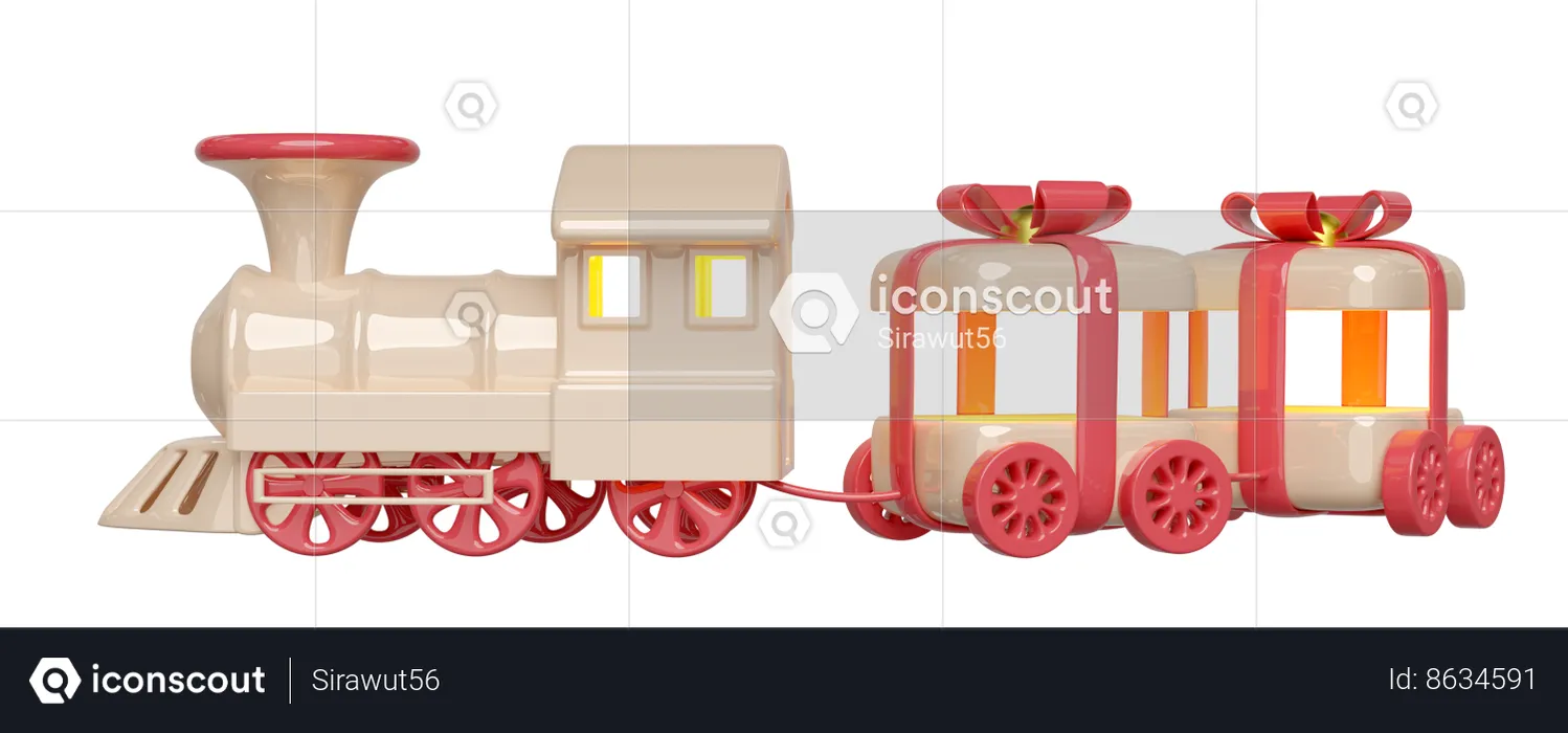 Train avec coffret cadeau  3D Icon