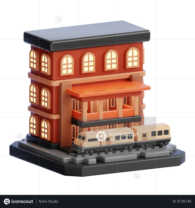 TRAIN STATION BUILDING  3D Icon