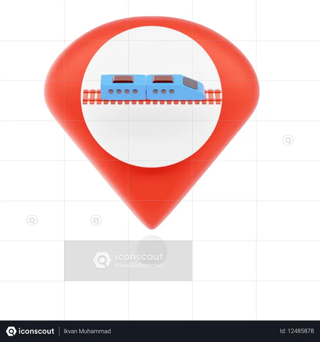 Train Station Pin  3D Icon