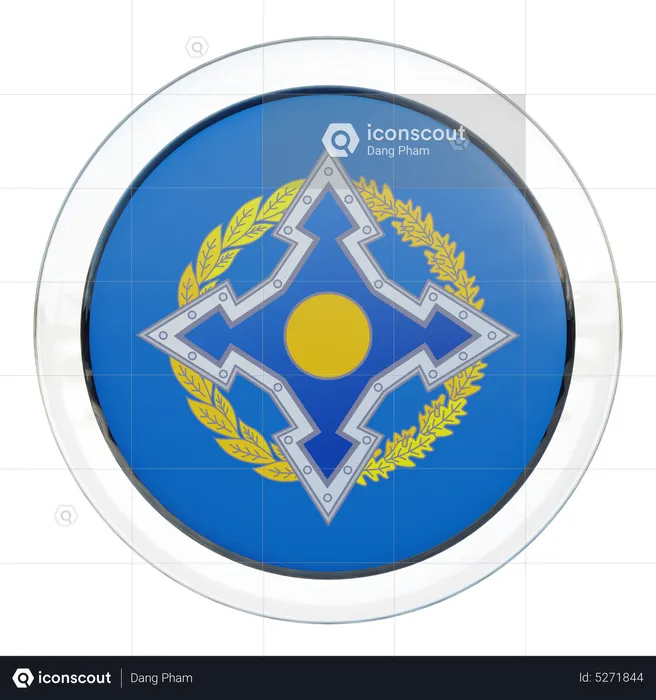Drapeau rond de l'Organisation du Traité de sécurité collective Flag 3D Icon