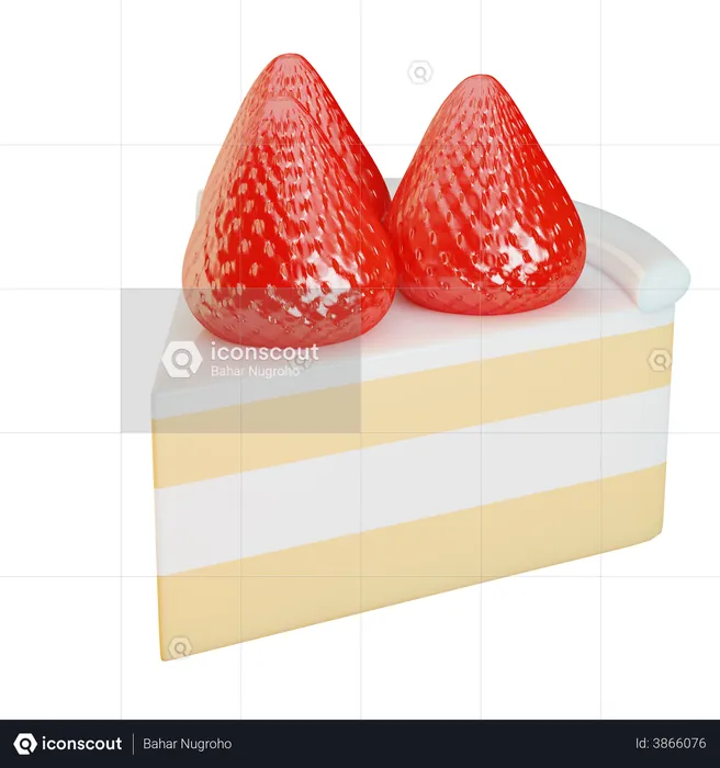 Tranche de gâteau aux fraises  3D Illustration