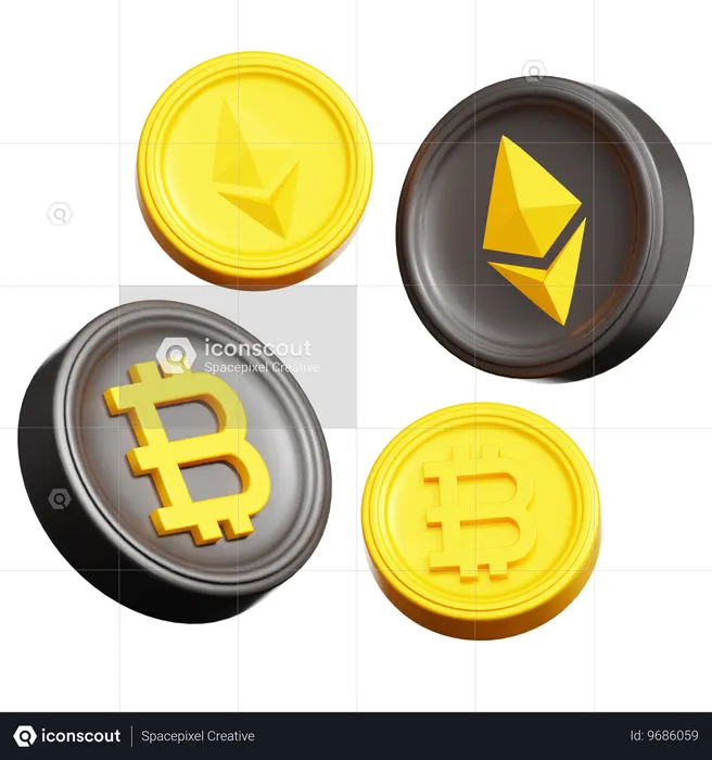 Transacciones de bitcoins ethereum  3D Icon