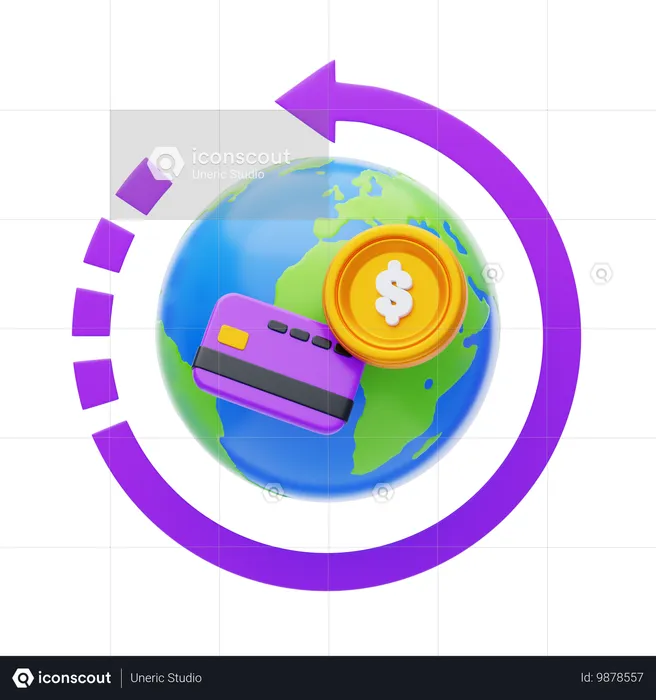 Transações transfronteiriças  3D Icon