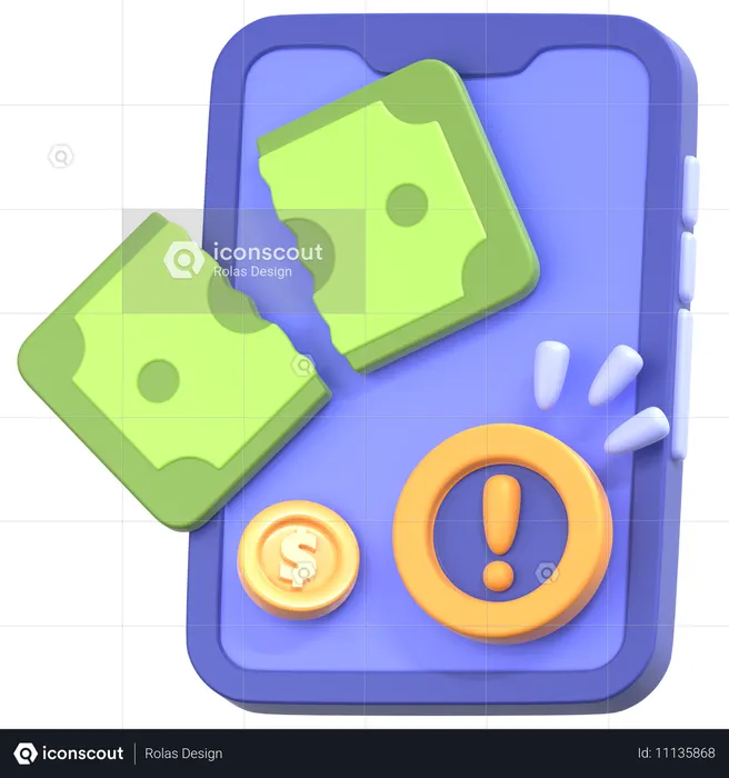 Transaction Failed With Error Sign  3D Icon