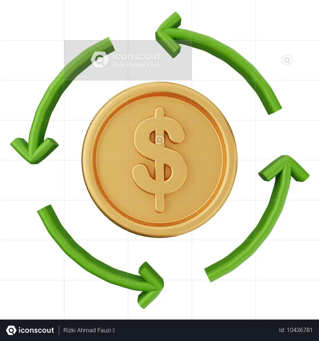 Pièce de transaction dollar  3D Icon