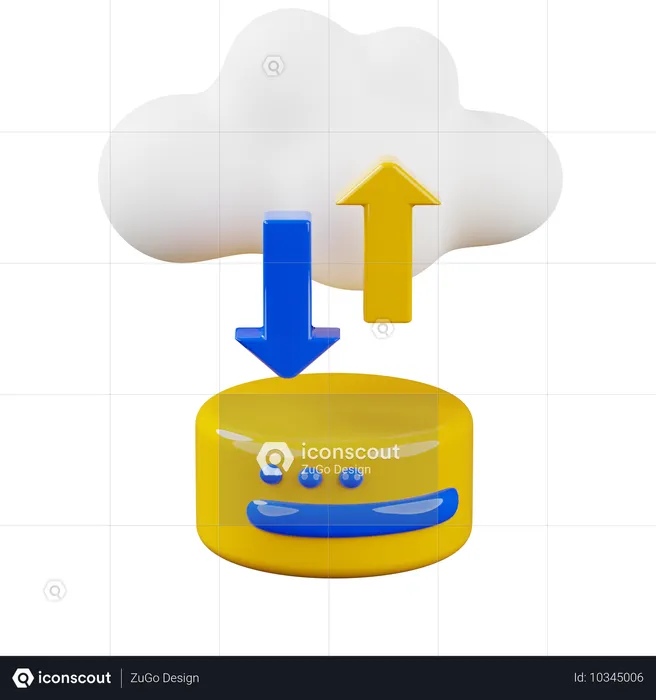 Transferência de dados na nuvem  3D Icon