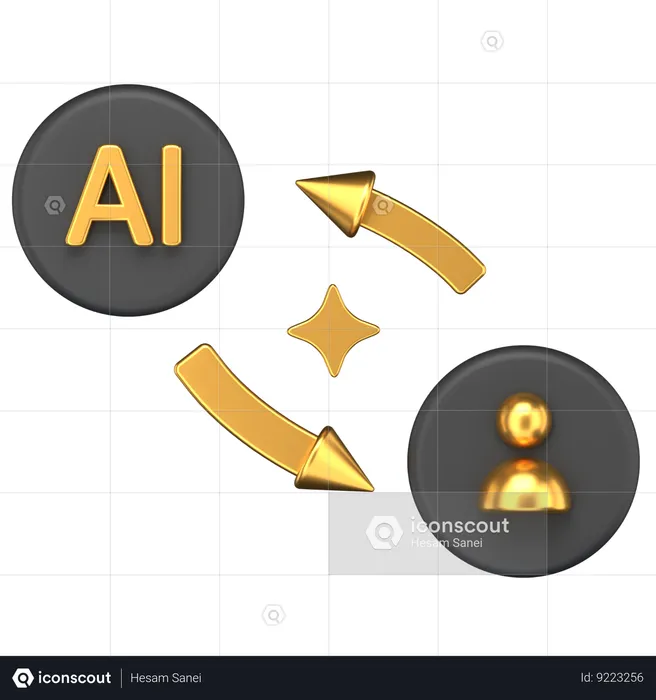 Transición de la IA a la humanidad  3D Icon