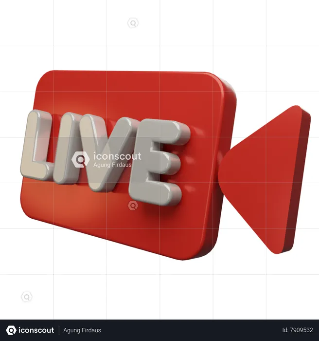 Transmissão ao vivo Logo 3D Icon