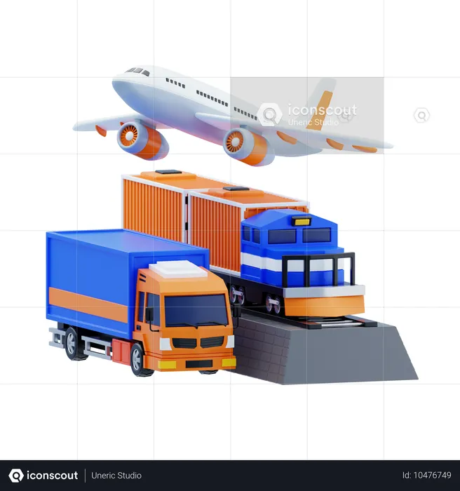 Transporte intermodal  3D Icon