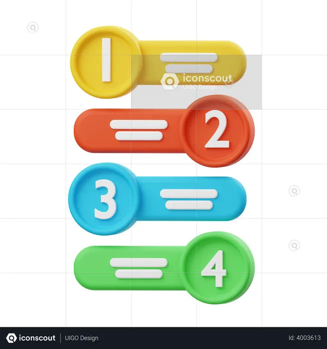 Trapezoid List  3D Illustration