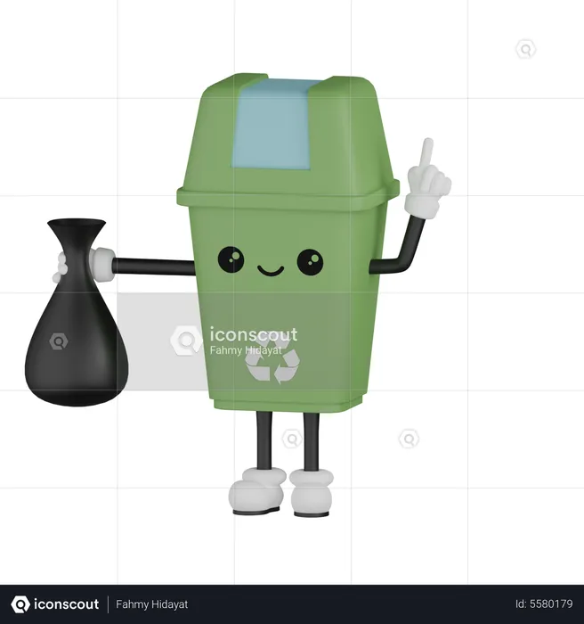 Trash Bin Holding Bag  3D Illustration