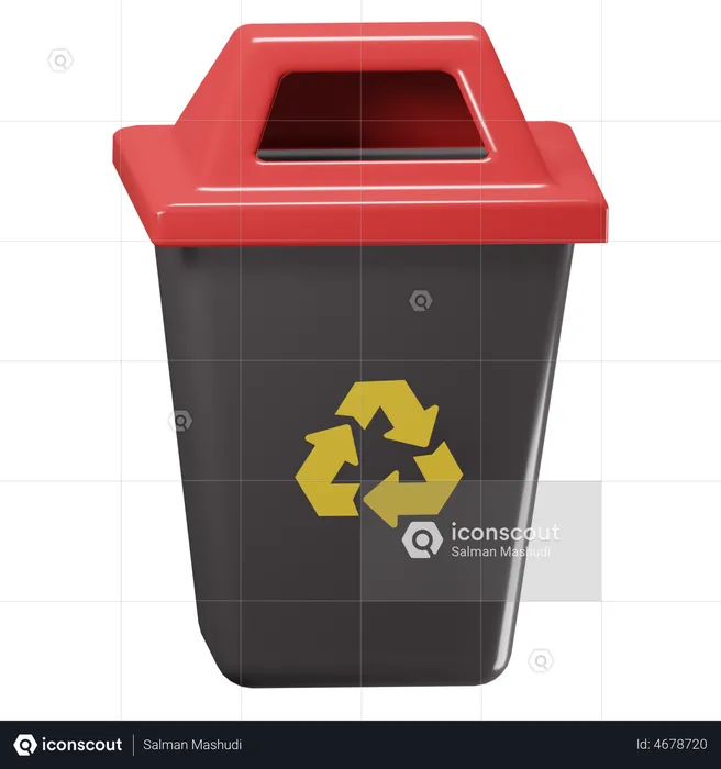 Trash Can  3D Illustration